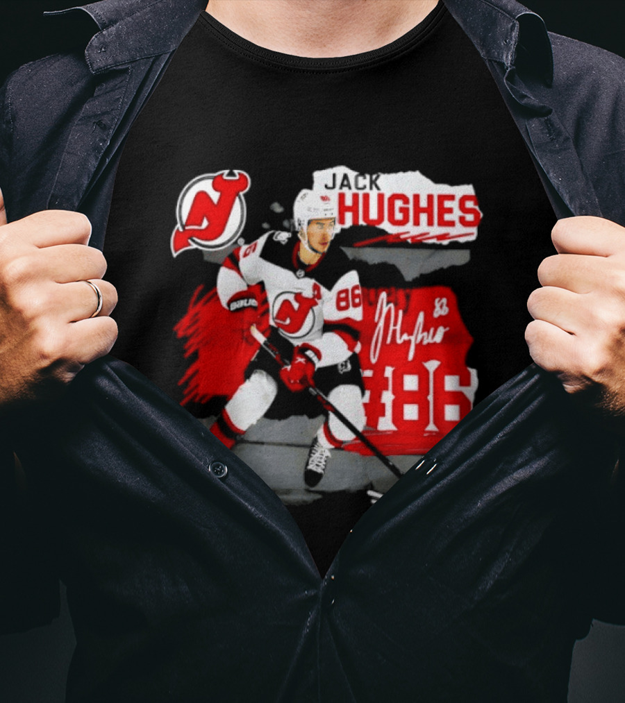 New Jersey Devils Jack Hughes 86 Fresh Ice Hockey T-Shirt