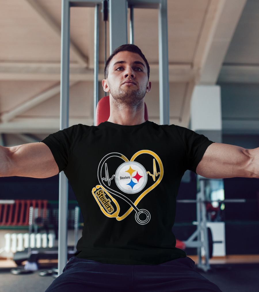 Nurse Heart Stethoscope Pittsburgh Steelers T-Shirt