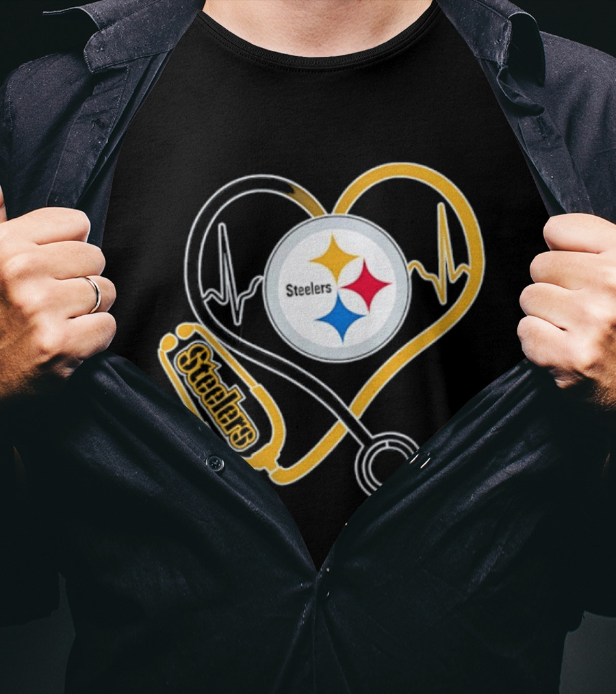 Nurse Heart Stethoscope Pittsburgh Steelers T-Shirt