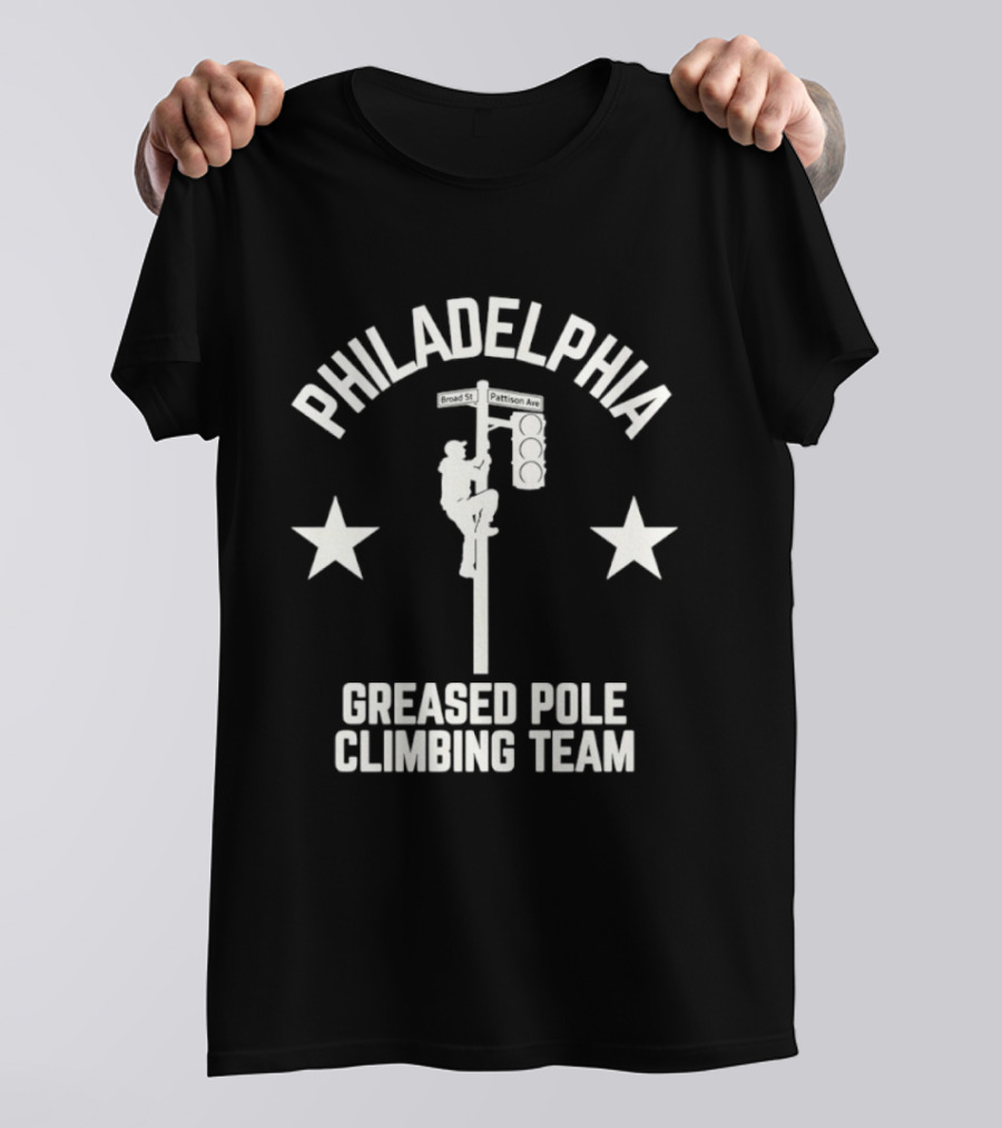 Philadelphia Greased Pole Climbing Team Traffic Light Pole Stars T-Shirt