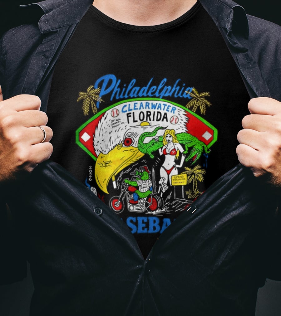 Philadelphia Phillies Clearwater Florida Baseball Alligator Beach Scene 2026 T-Shirt