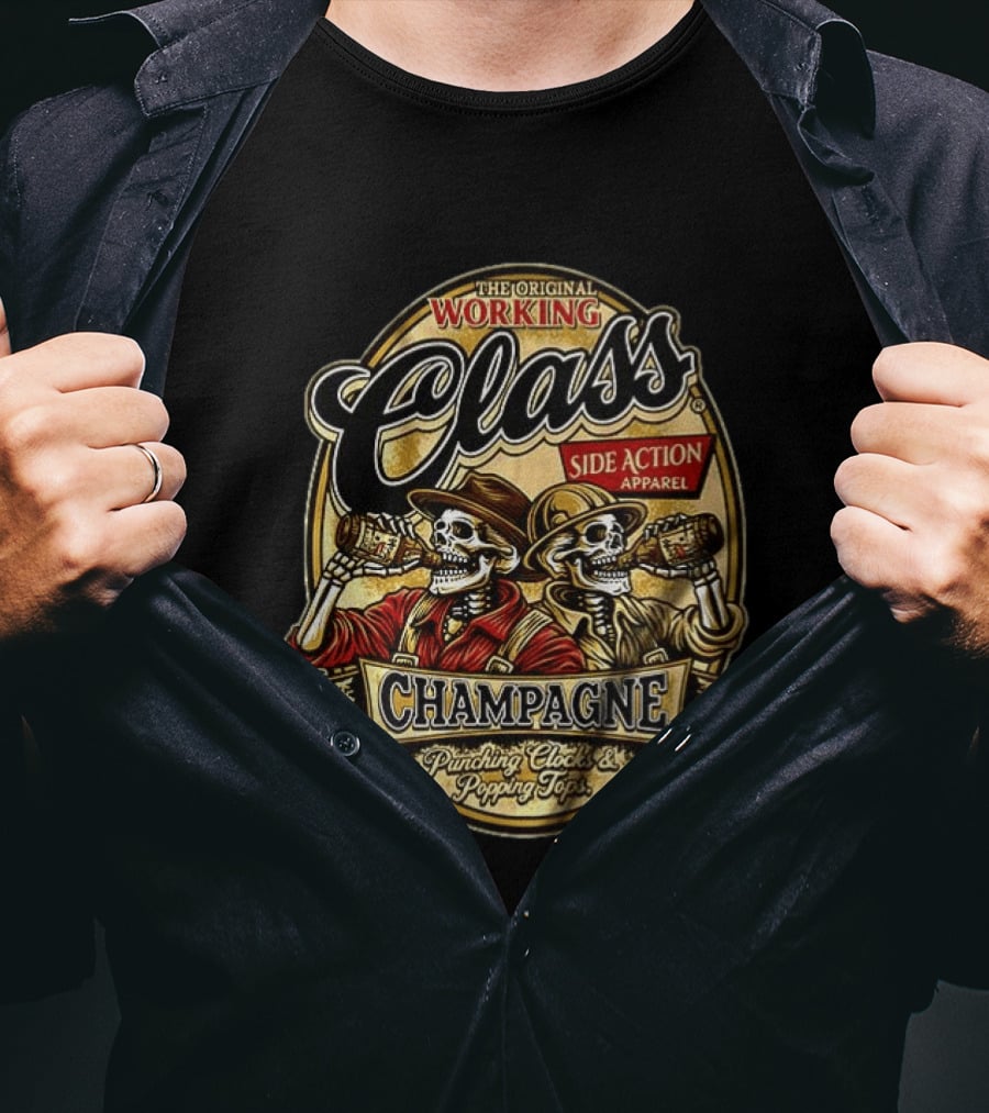 Punks And Skins Ltd Original Working Class Side Action Apparel Champagne Punching S Popping Tops T-Shirt