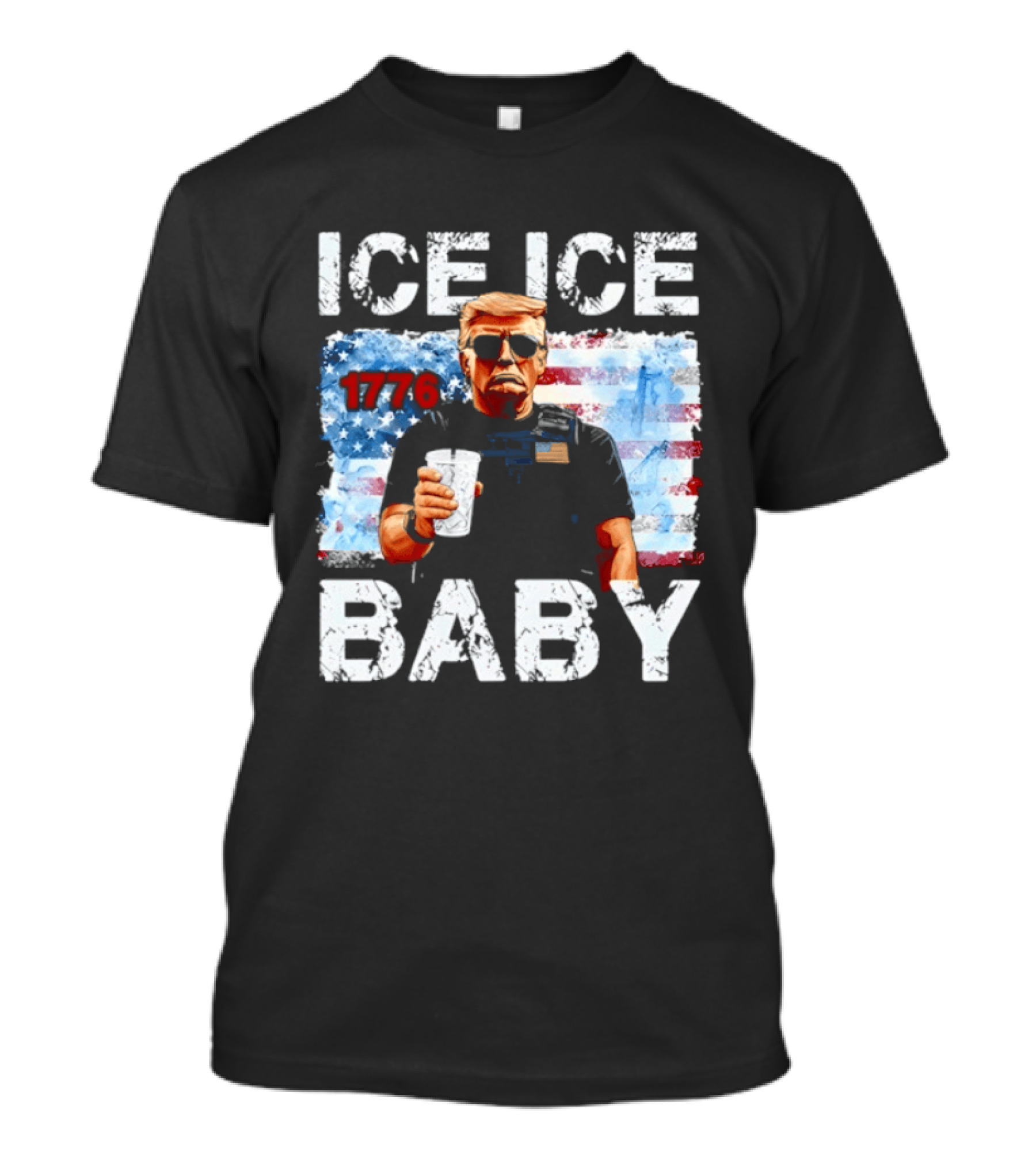 Ice Ice Baby 1776 Donald Trump Vintage American Flag T-Shirt