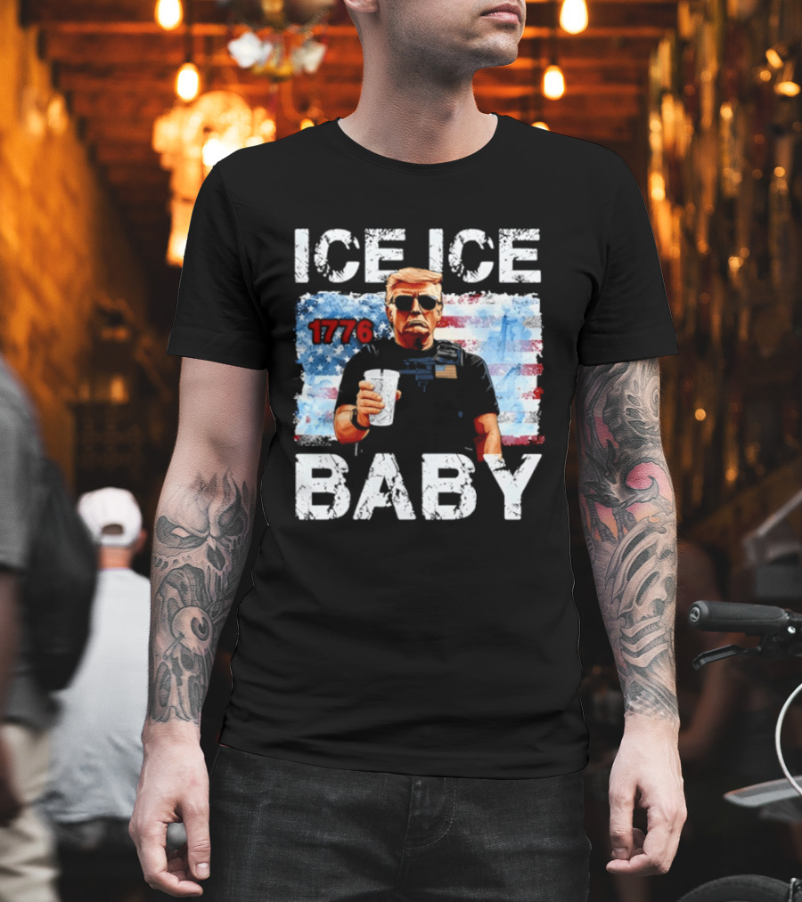 Ice Ice Baby 1776 Donald Trump Vintage American Flag T-Shirt