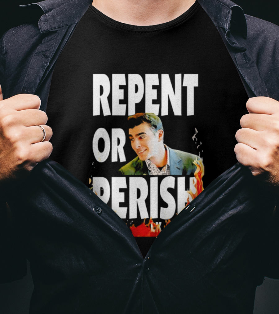 Repent Or Perish Luigi Fire Flame Luke 13:3 5 T-Shirt