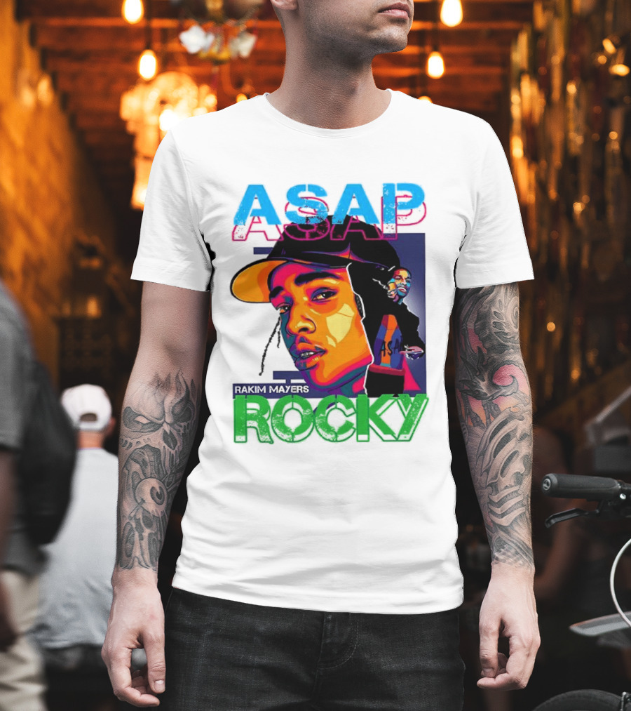 ASAP Rocky Rakim Mayers Hip Hop Street Art Bold Pop Color Aesthetic T-Shirt