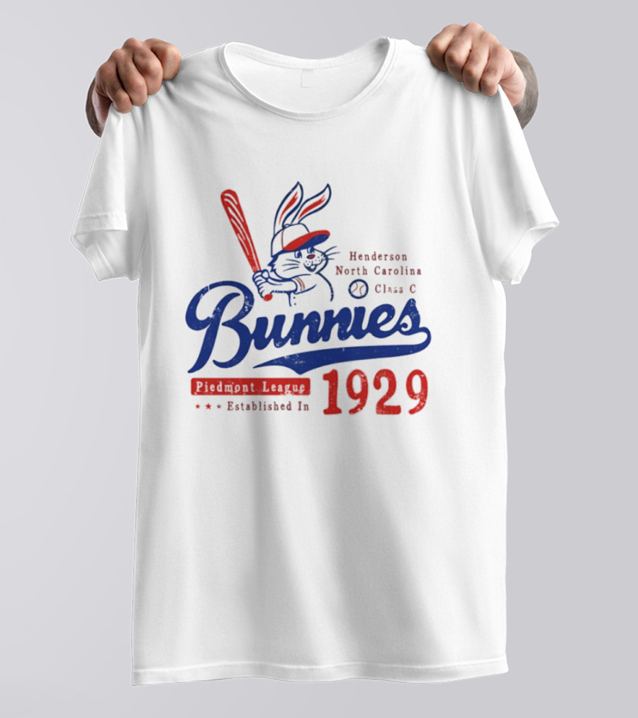 Bunnies Henderson North Carolina 1929 Class C Piedmont League Vintage Baseball T-Shirt