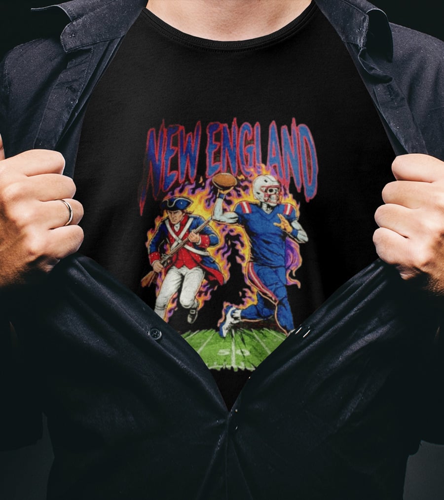 New England Patriots Skeleton Football Game Day Fan T-Shirt