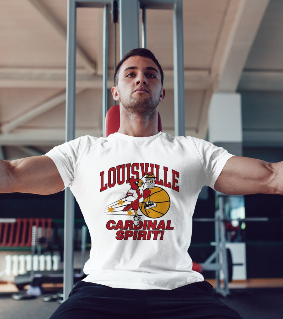 Louisville Cardinal Spirit Basketball Dunking Stars T-Shirt