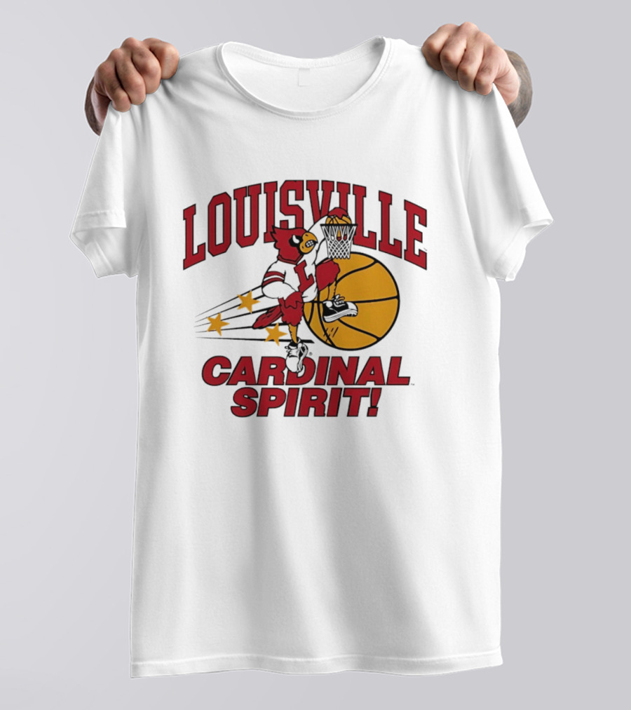 Louisville Cardinal Spirit Basketball Dunking Stars T-Shirt