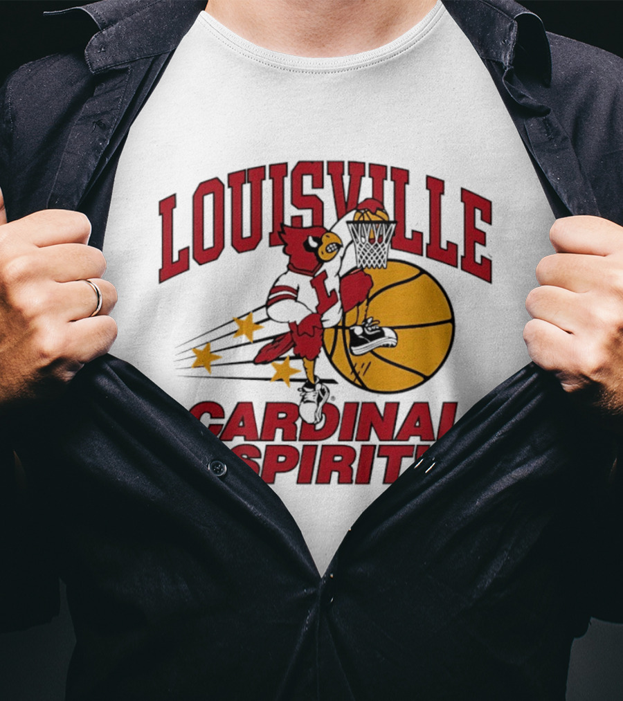 Louisville Cardinal Spirit Basketball Dunking Stars T-Shirt