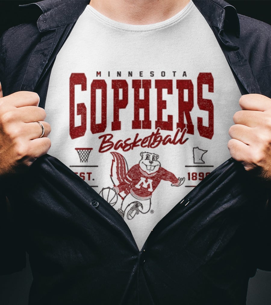 Minnesota Gophers Basketball Est 1896 Goldy Gopher Dribbling Ball T-Shirt