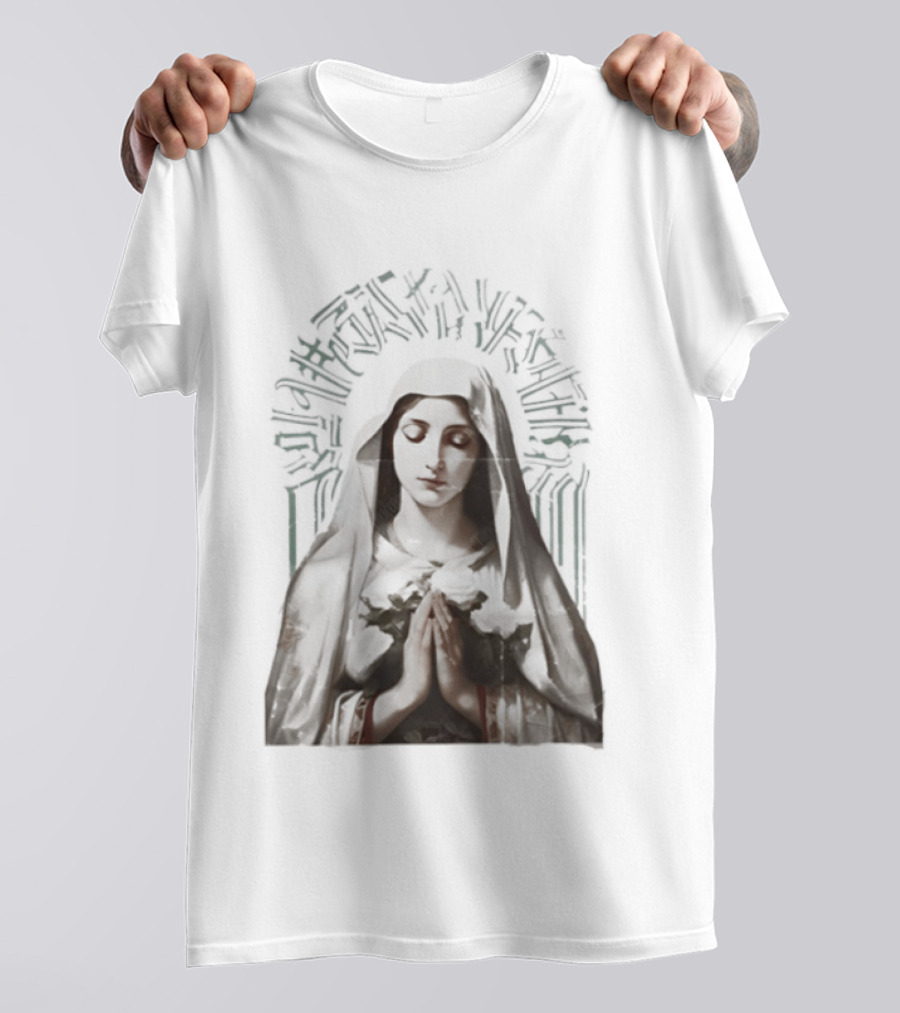 Virgin Mary With White Roses Holy Mary Mother Of Us Pray For Us Gothic T-Shirt