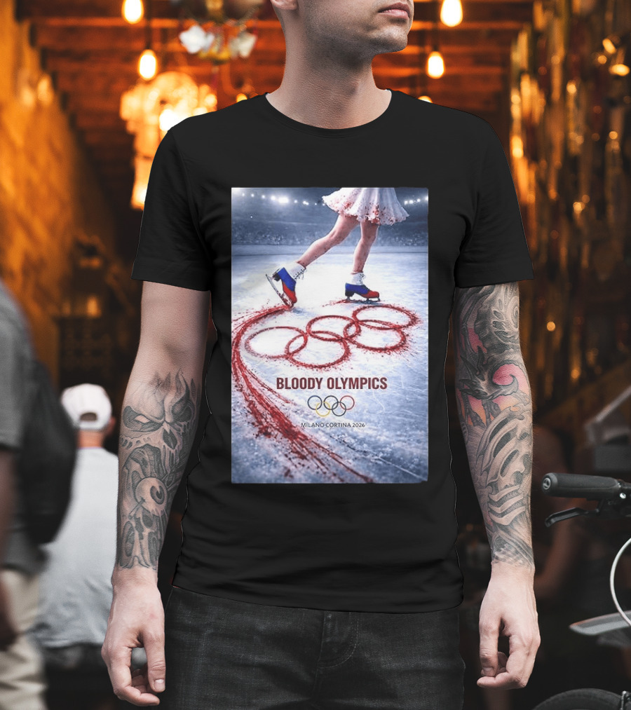 Bloody Olympics Ice Skating Milano Cortina 2026 Winter Games T-Shirt