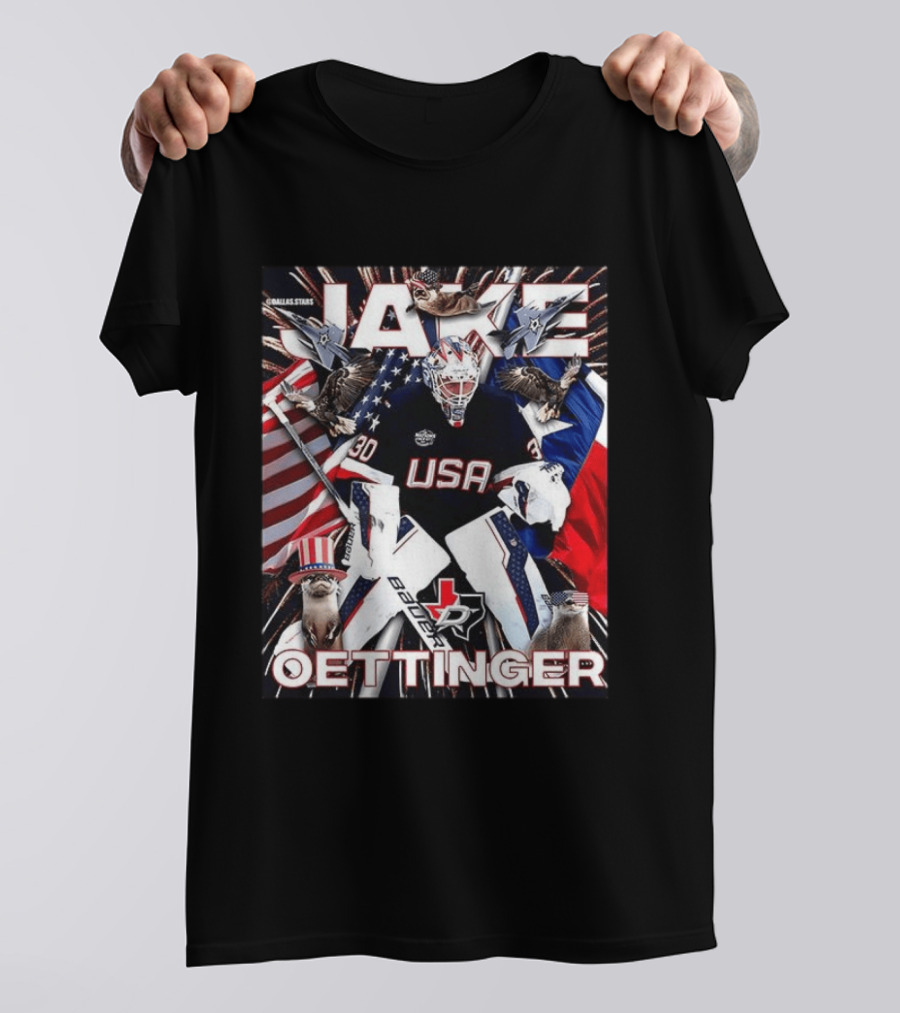 Jake Oettinger USA Hockey Olympics Dallas Stars Bauer T-Shirt