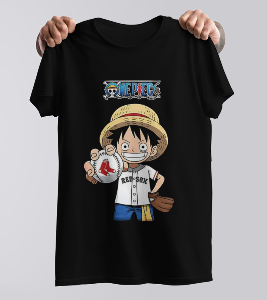 One Piece Boston Red Sox 2026 Luffy Baseball Collab T-Shirt