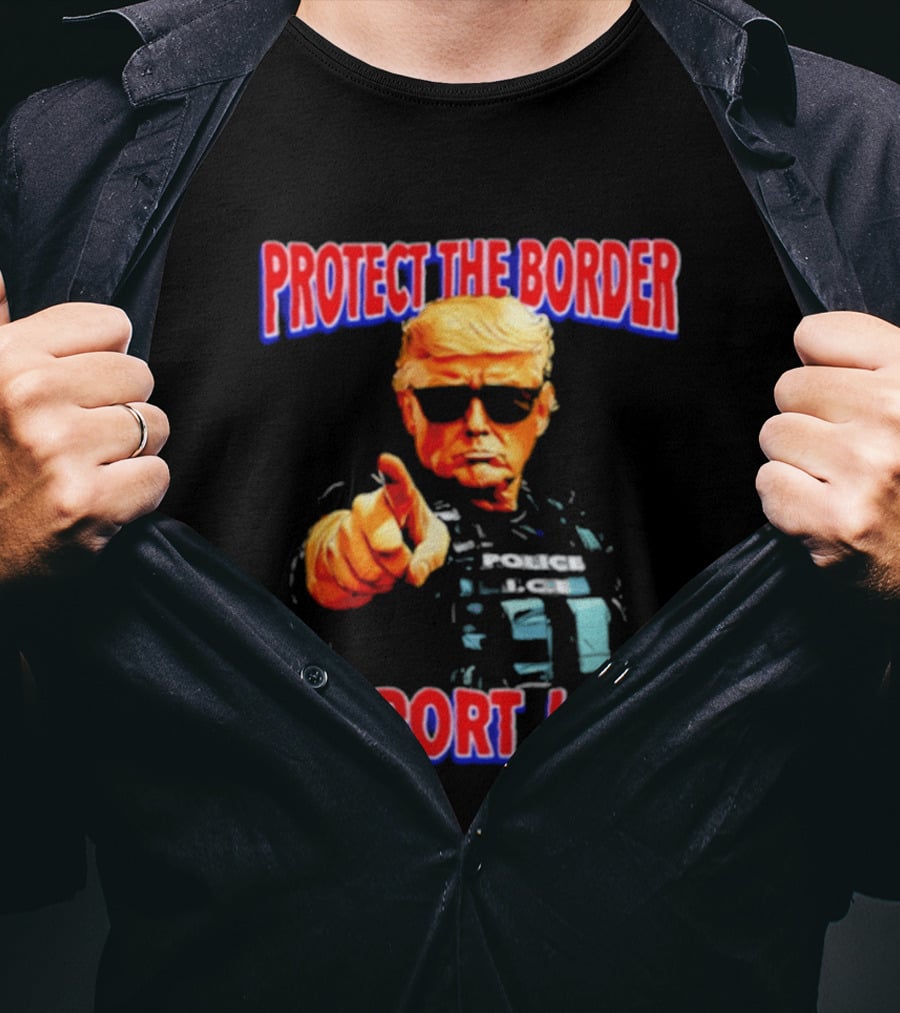 Protect The Border Support I.C.E. Donald Trump Image T-Shirt