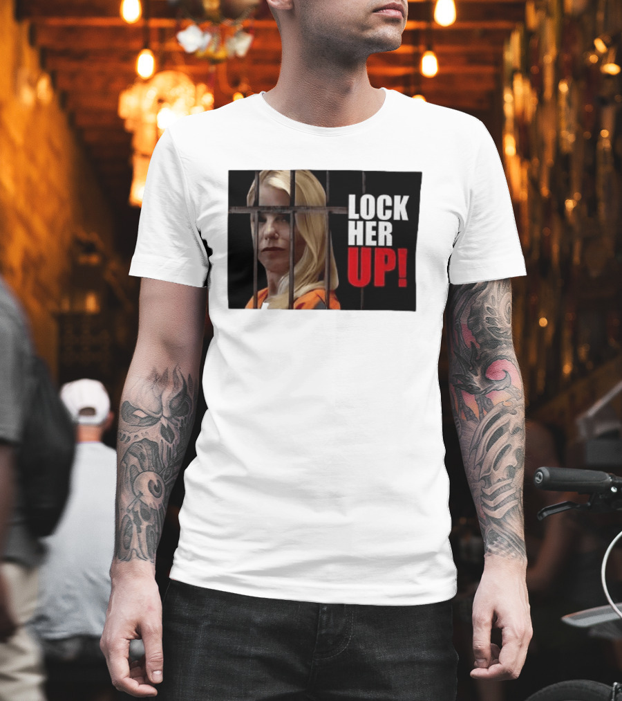 Pam Bondi Lock Her Up Prison Bars Image T-Shirt
