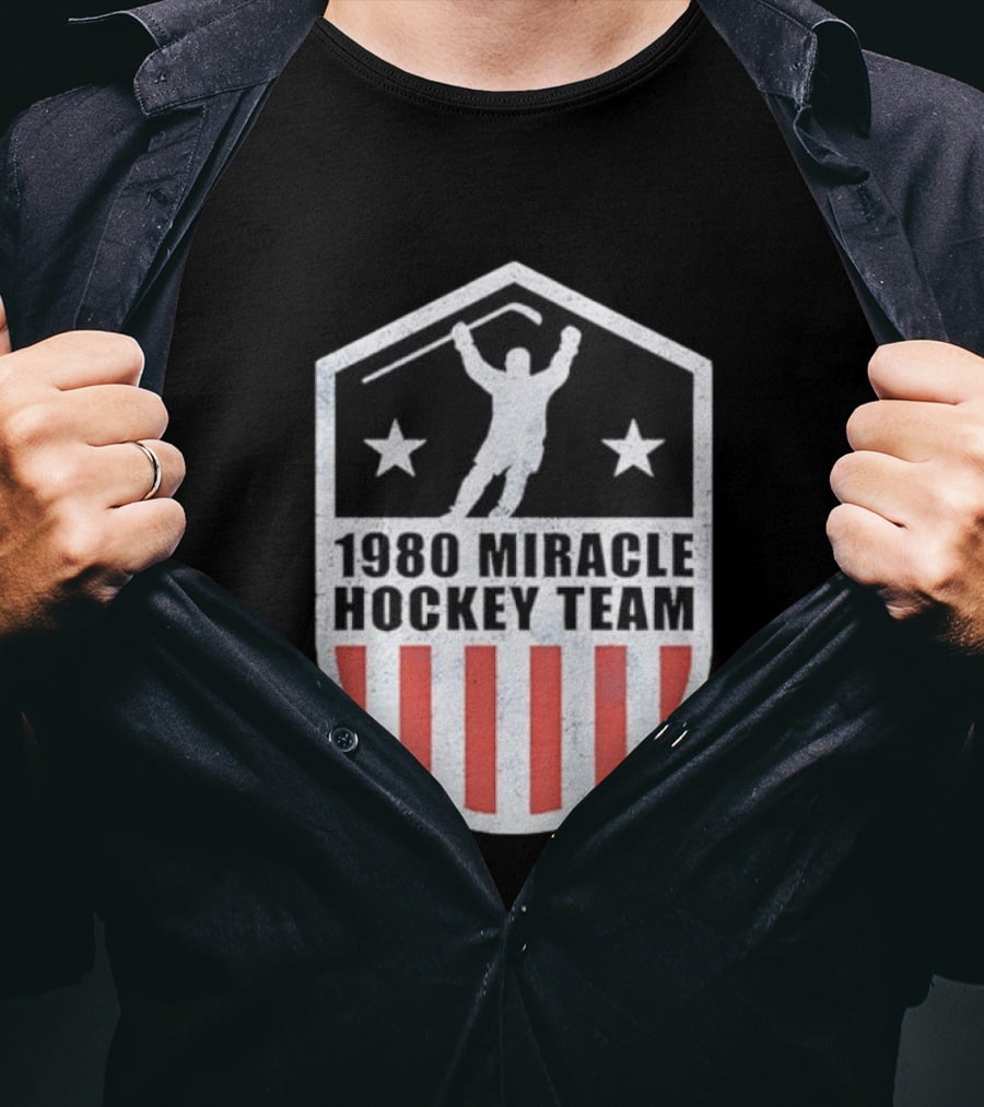 1980 Miracle Hockey Team Stars And Stripes Victory Celebration T-Shirt