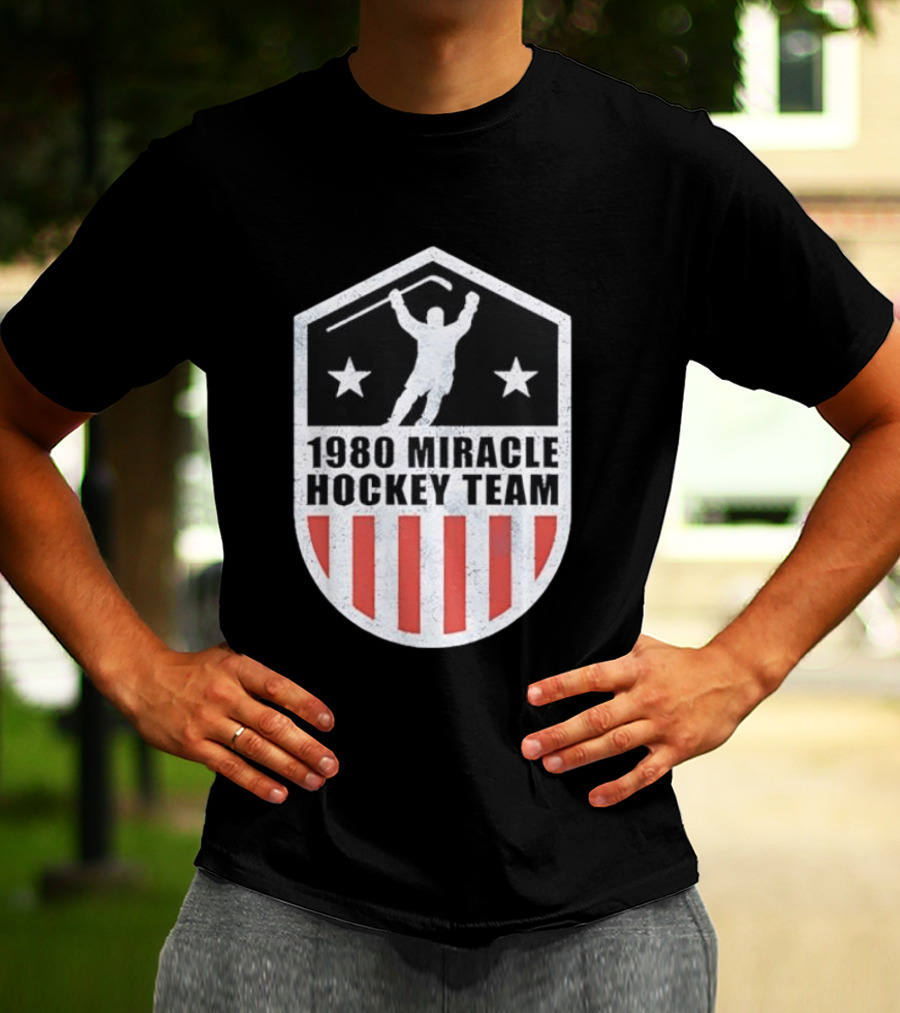 1980 Miracle Hockey Team Stars And Stripes Victory Celebration T-Shirt