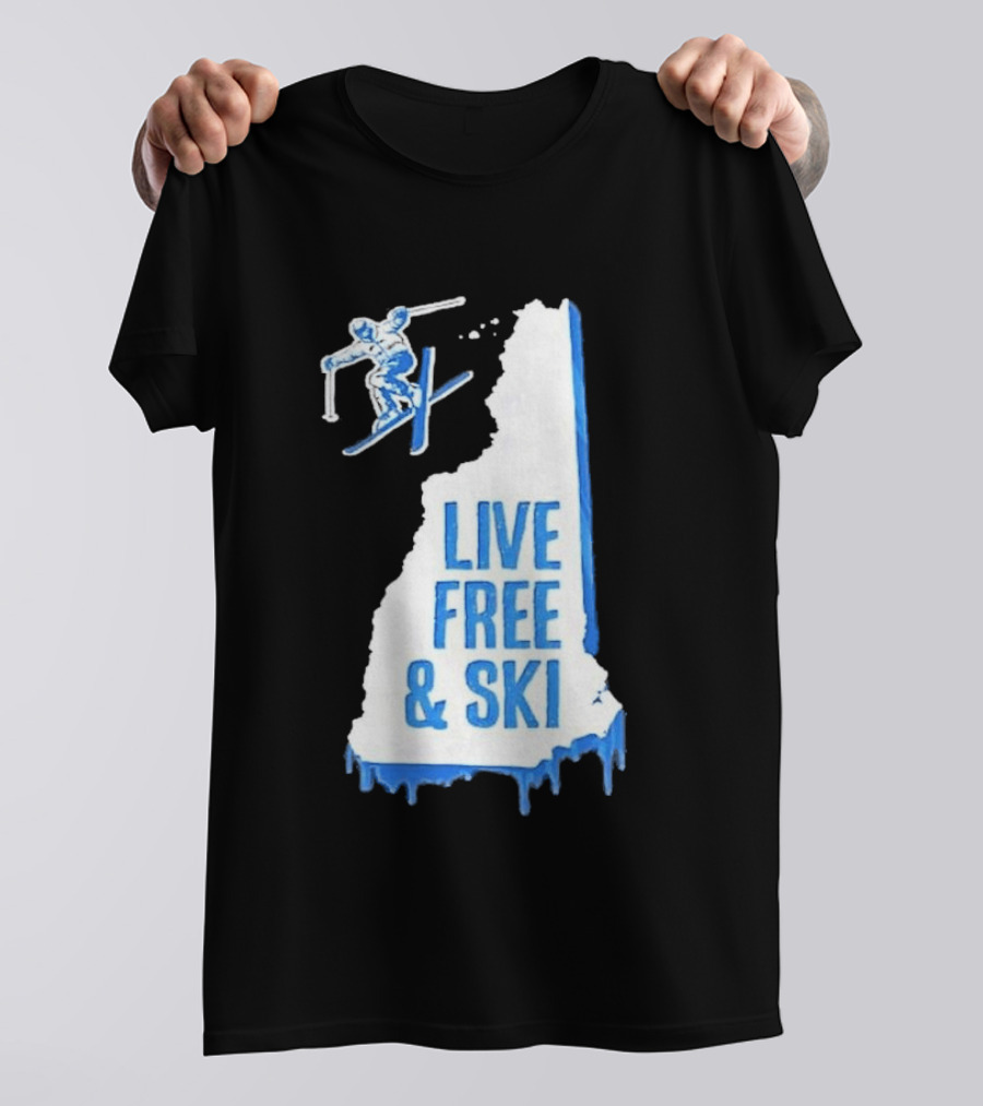 New Hampshire Live Free & Ski Winter Adventure Skiing T-Shirt