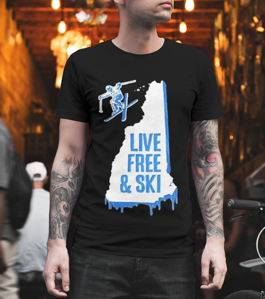 New Hampshire Live Free & Ski Winter Adventure Skiing T-Shirt