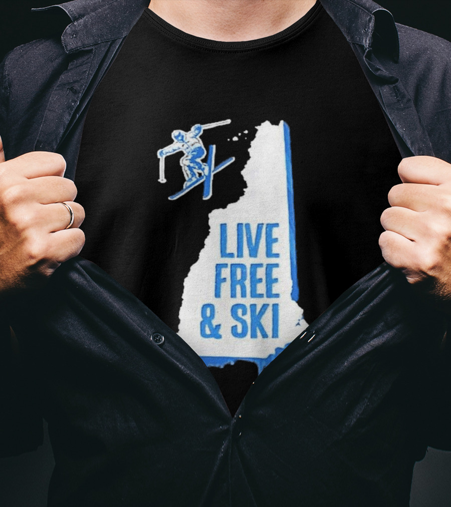 New Hampshire Live Free & Ski Winter Adventure Skiing T-Shirt