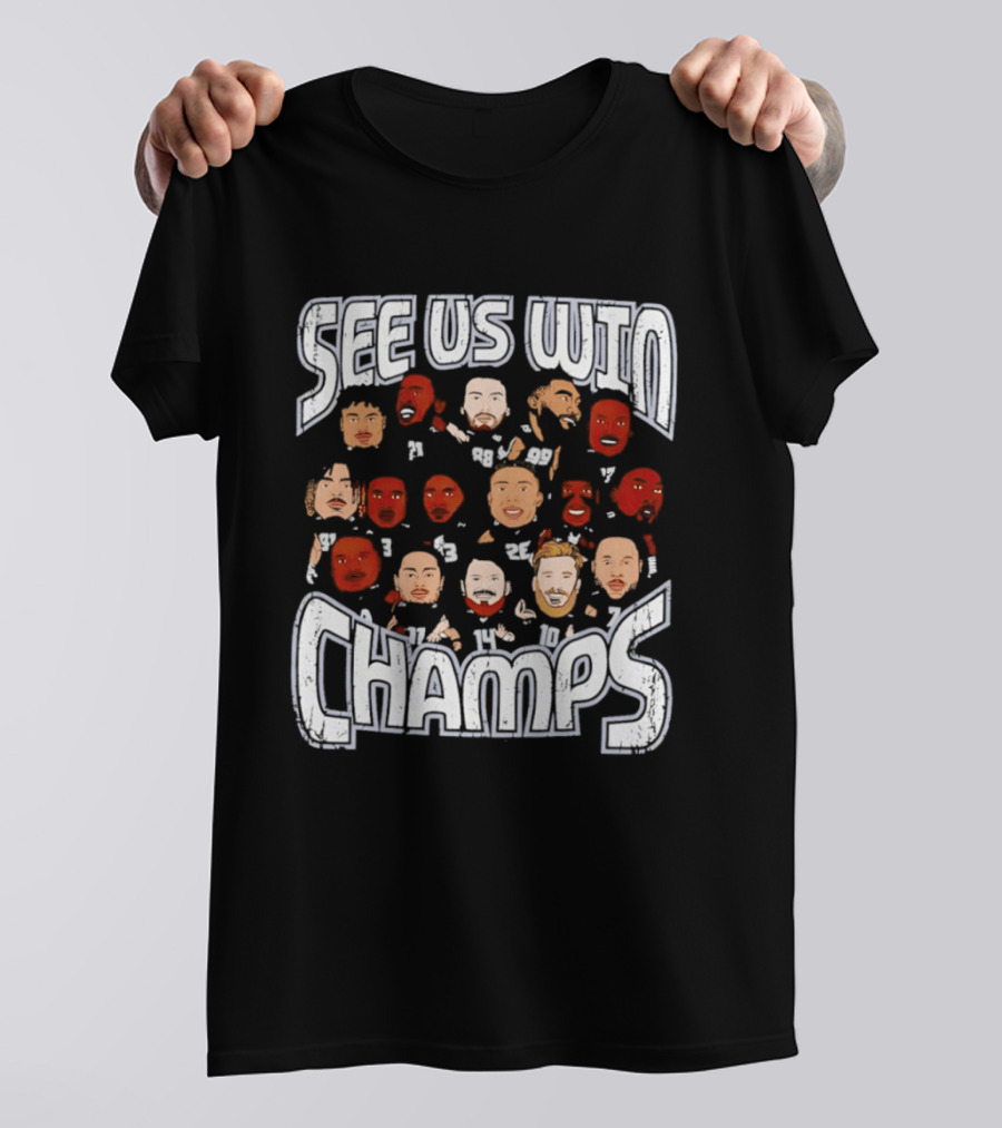 See Us Win Champs Seattle Seahawks Players Cartoon Caricature T-Shirt