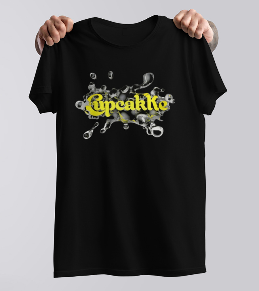 CupcakKe Splash Text Yellow On Metallic Black And Silver Bubble T-Shirt