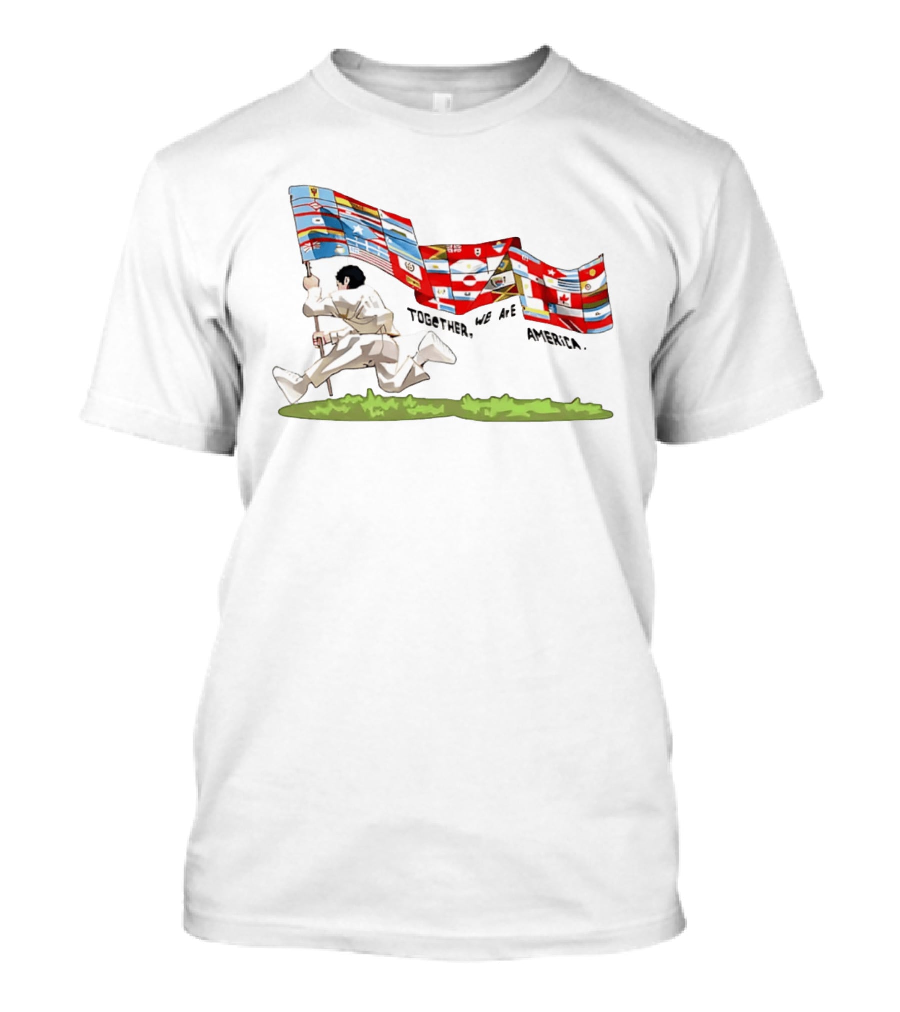Bad Bunny Together We Are America The Only Thing More Powerful Than Hate Is Love Flags T-Shirt