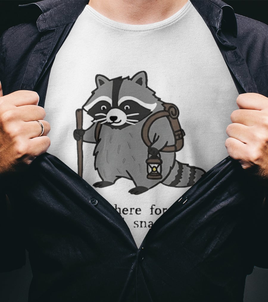 Raccoon Hiking Just Here For The Trail Snacks Nature Lover T-Shirt