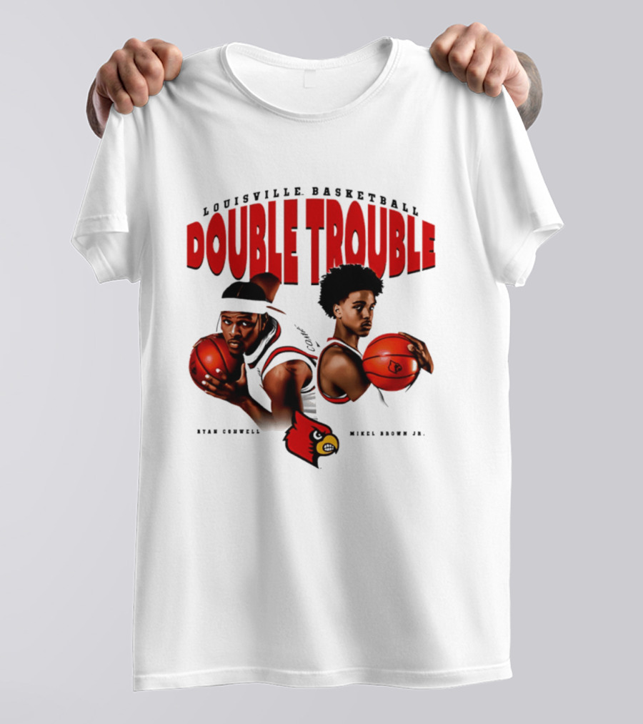 L Louisville Basketball Double Trouble Ryan Conwell Mikel Brown Jr T-Shirt