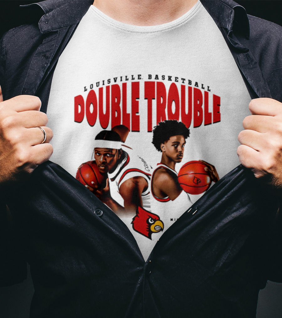 L Louisville Basketball Double Trouble Ryan Conwell Mikel Brown Jr T-Shirt