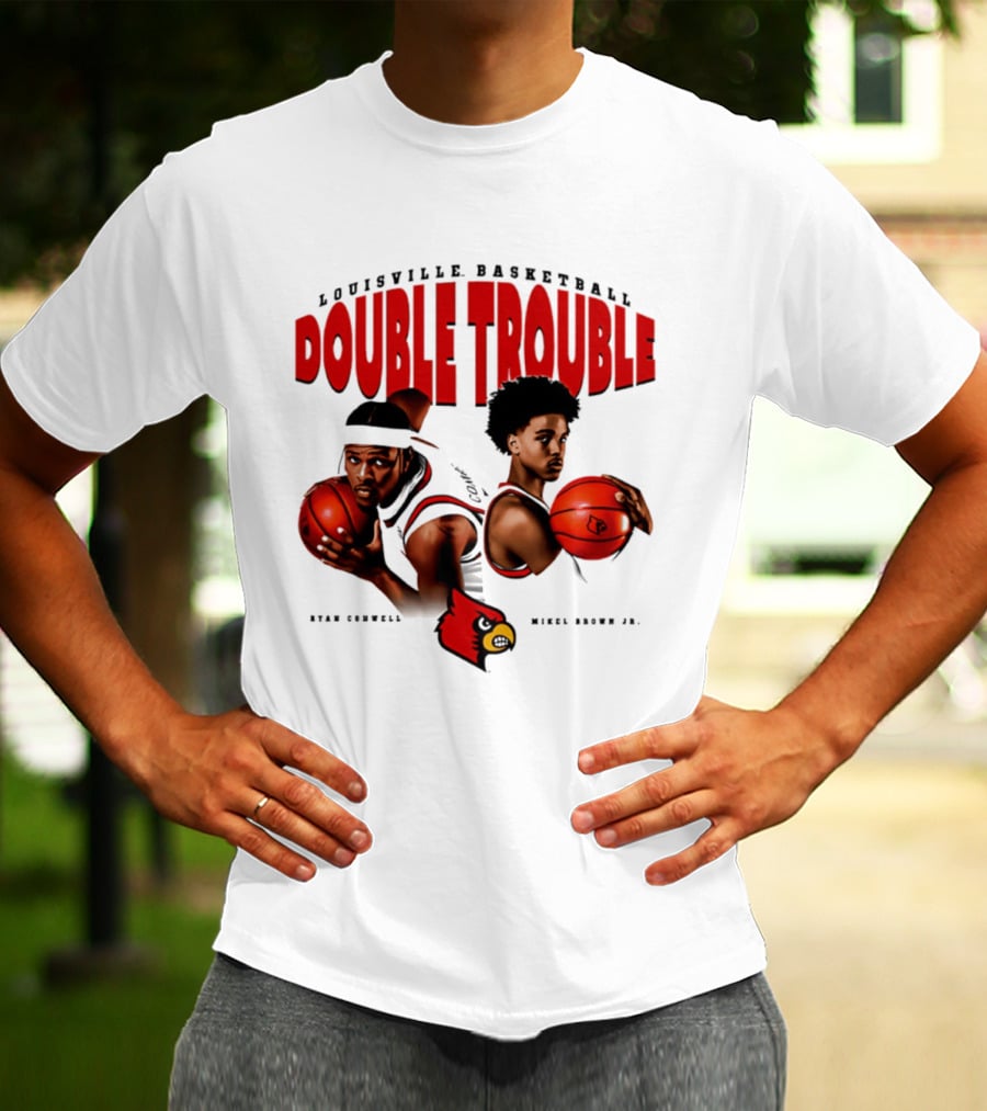 L Louisville Basketball Double Trouble Ryan Conwell Mikel Brown Jr T-Shirt