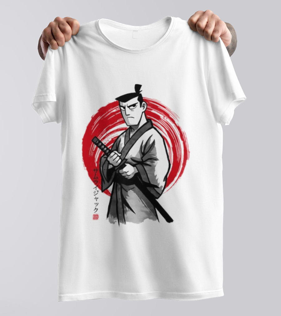 Samurai Jack Sumi E Art Red Circle Japanese Kanji T-Shirt