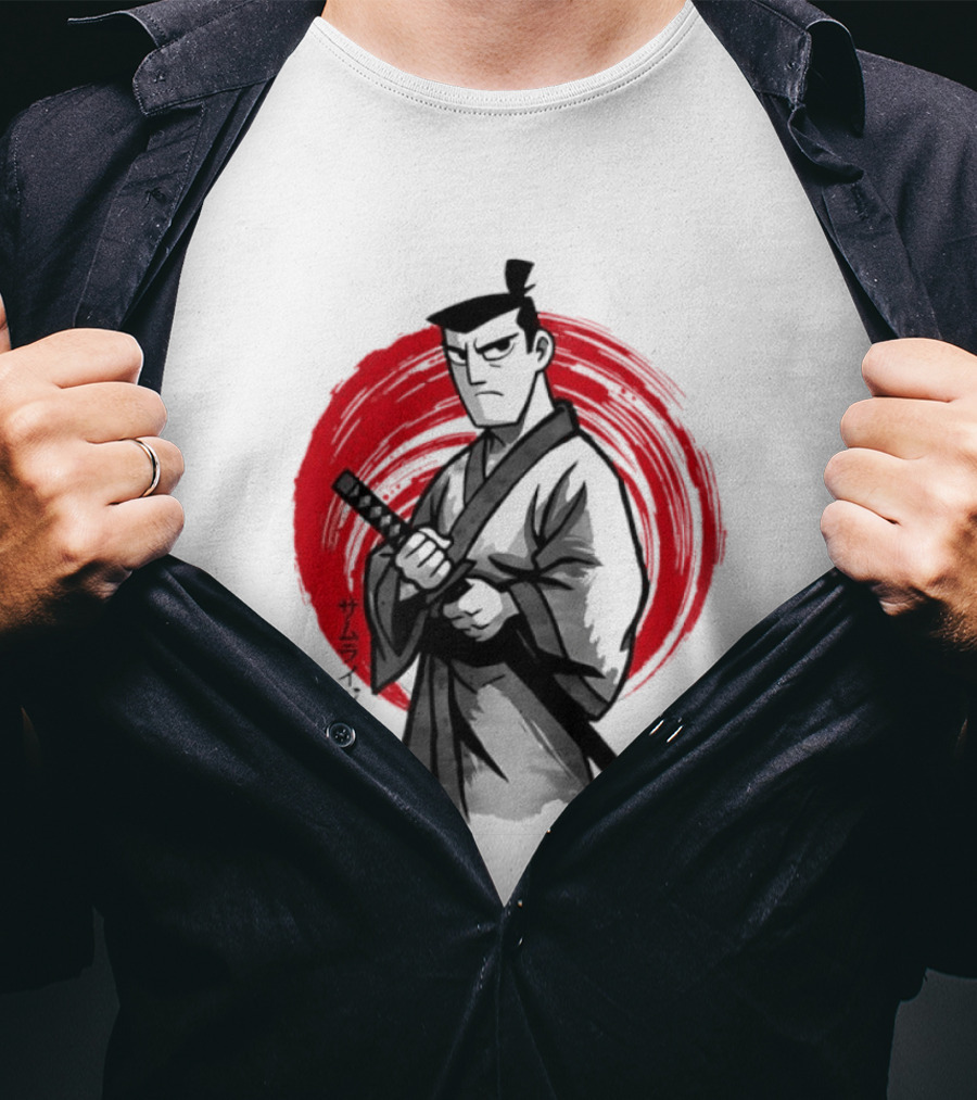 Samurai Jack Sumi E Art Red Circle Japanese Kanji T-Shirt