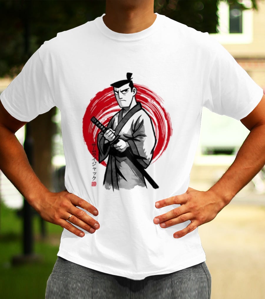 Samurai Jack Sumi E Art Red Circle Japanese Kanji T-Shirt