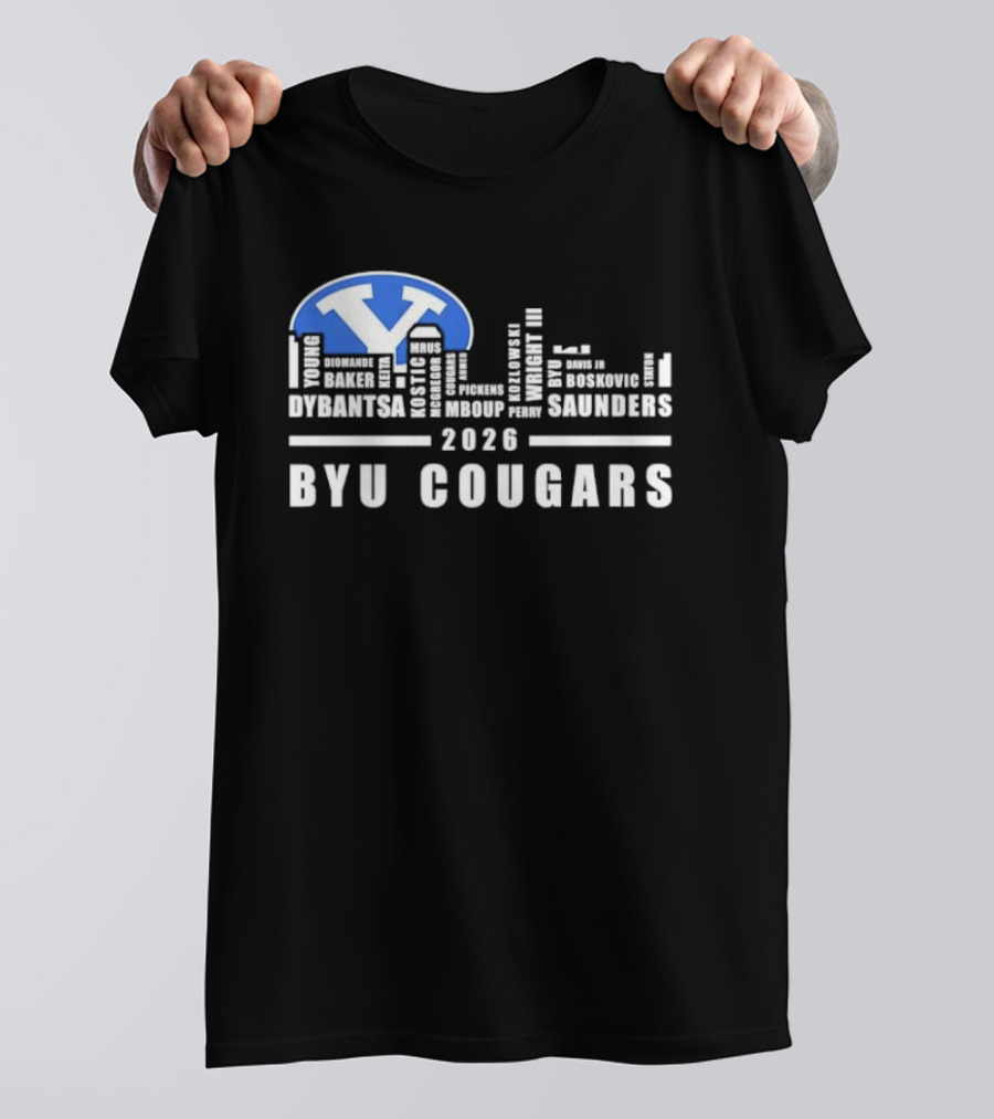 BYU Cougars 2026 Roster Skyline Collins Robinson Hall Saunders T-Shirt