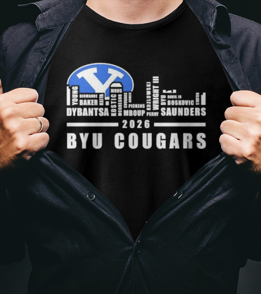 BYU Cougars 2026 Roster Skyline Collins Robinson Hall Saunders T-Shirt