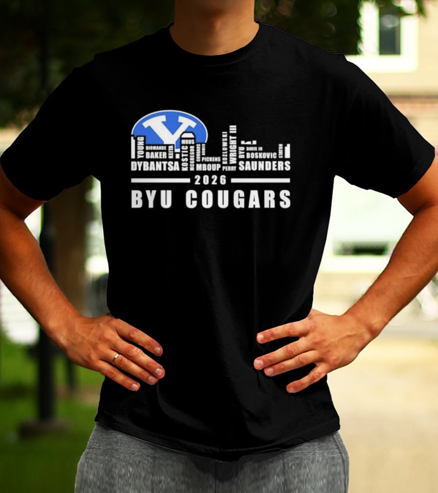 BYU Cougars 2026 Roster Skyline Collins Robinson Hall Saunders T-Shirt