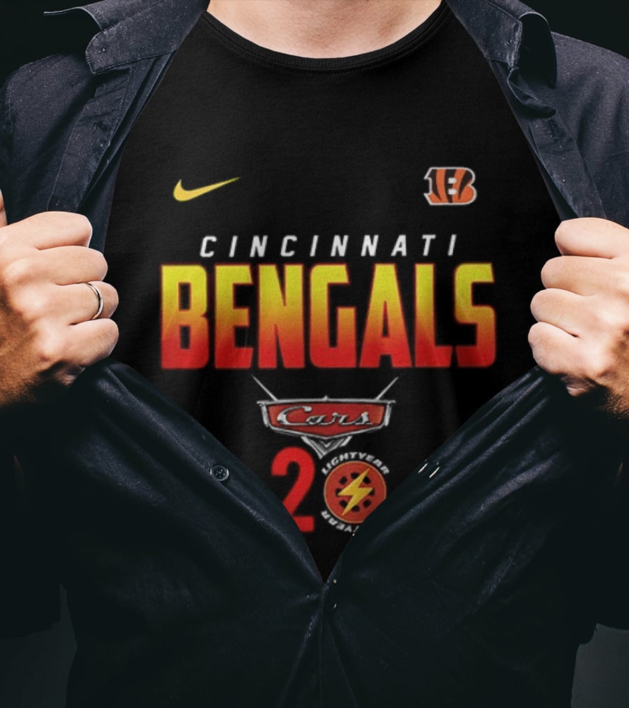 Cincinnati Bengals Cars 20th Anniversary Nike Collaboration NFL Pixar T-Shirt