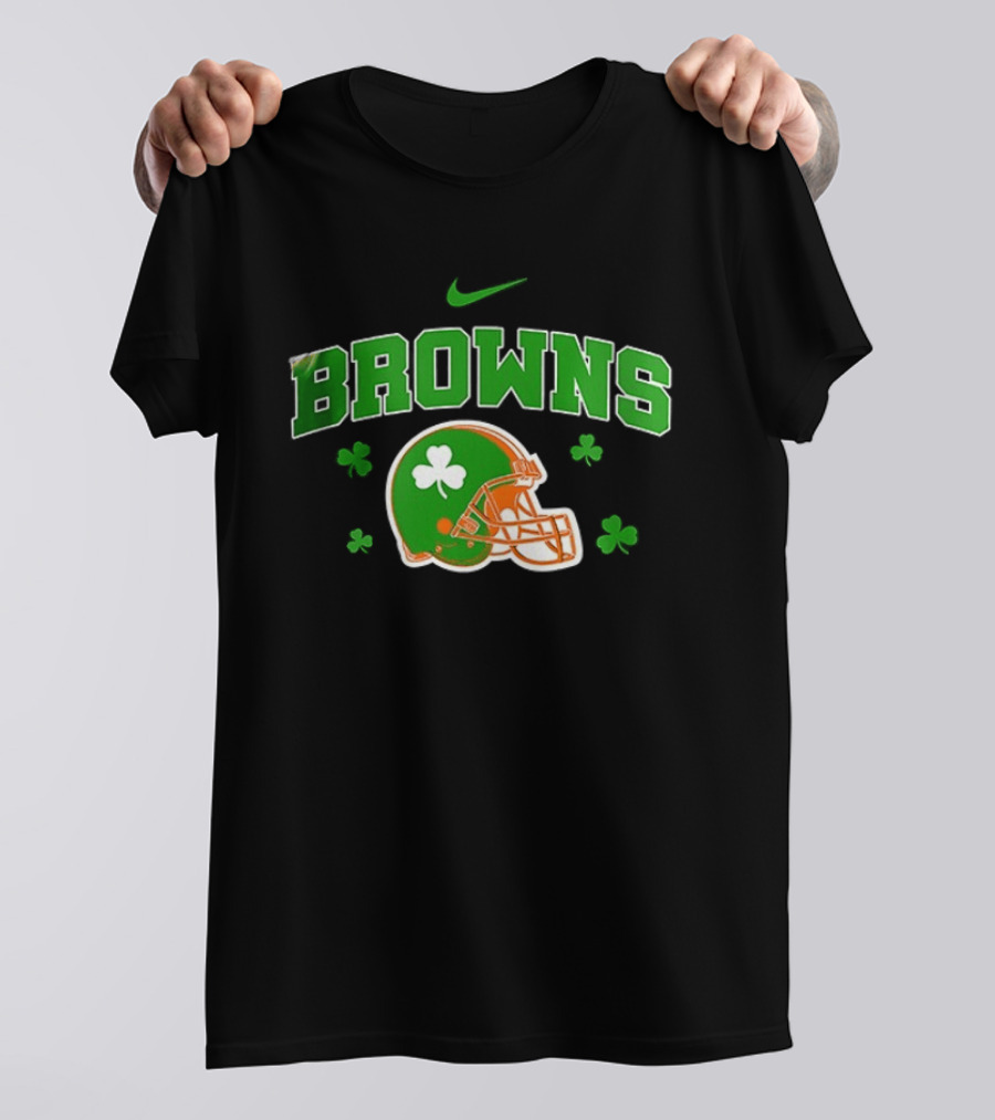 Browns Irish Inspired Football Shamrock Theme Nike T-Shirt