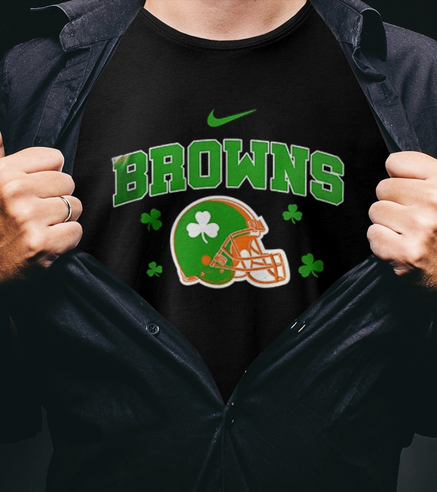 Browns Irish Inspired Football Shamrock Theme Nike T-Shirt