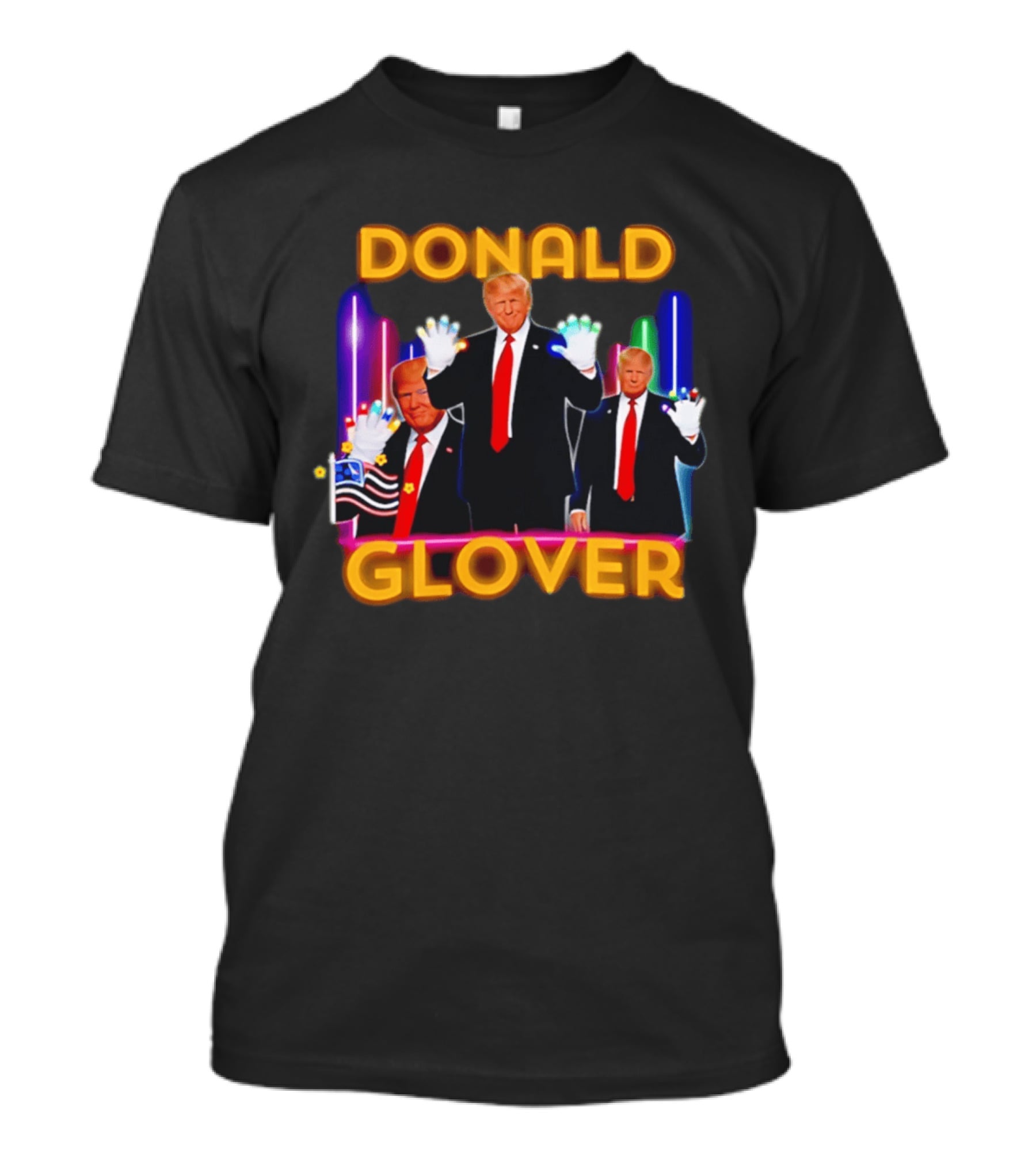 Donald Glover Donald Trump Neon Glove Dance Fusion Retro Pop Culture T-Shirt