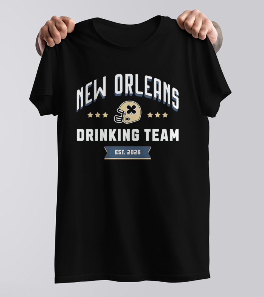 New Orleans Drinking Team Est. 2026 Football Helmet Stars T-Shirt