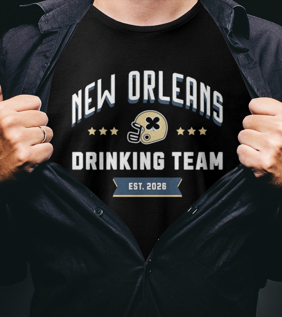 New Orleans Drinking Team Est. 2026 Football Helmet Stars T-Shirt
