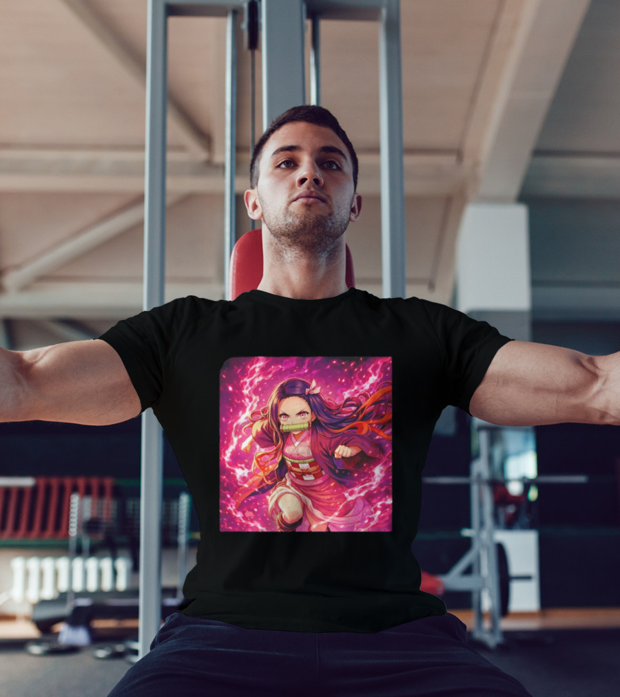 Nezuko Kamado Pink Demon Lightning Aura Magic T-Shirt