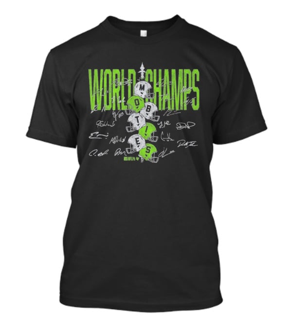 World Champs Seattle Football Helmet Stack Signatures T-Shirt