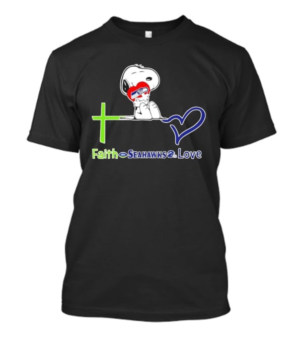 Faith Seahawks Love Snoopy Hugs Heart T-Shirt