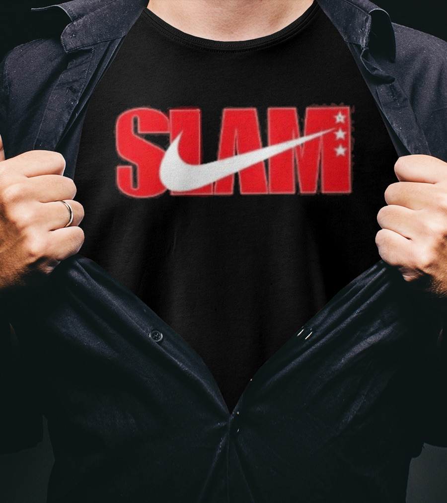 SLAM Nike Red White Collaboration Swoosh Stars T-Shirt